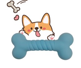 Kość dla psa zabawka gumowa aport niebieski 13 cm
