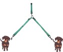 Smycz dla dwóch psów PODWÓJNA zielona 120 cm/ 2 cm