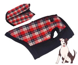 Ubranko dla psa ciepłe na polarze w kratkę pikowane czerwone M