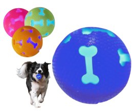 Piłka dla psa świecąca gumowa zabawka 7 cm niebieska