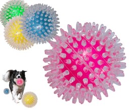 Piłka dla psa z kolcami piszcząca gumowa XXL mix kolor-rózówy