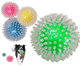 Piłka dla psa z kolcami piszcząca gumowa XXL mix kolor-zielony